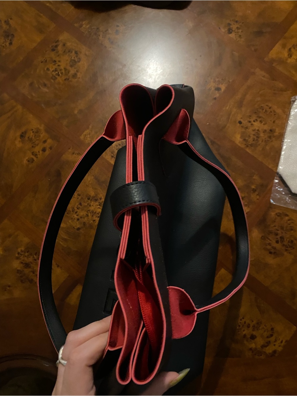 NWOT- SCHUTZ Black Tote with Subtle Red Trim - Picture 7 of 14